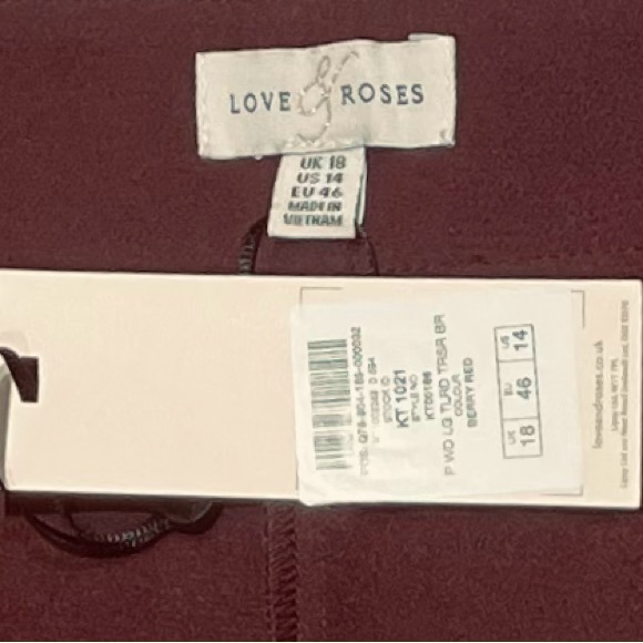 Love & Roses Petite Wide Leg Trousers (BNWT) — Burgundy (14P) - Picture 5 of 5